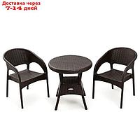 Набор садовой мебели RATTAN Ola Dom: стол + 2 кресла, коричневый