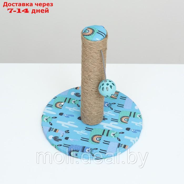 Когтеточка-столбик "Пижон" с шариком, 29 х 29 х 32см, джут, ткань ПВХ, бирюзовая - фото 3 - id-p227110300