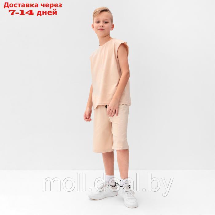 Комплект для мальчика (майка и шорты) MINAKU, цвет бежевый, рост 134 см - фото 3 - id-p227090394