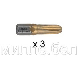 Насадка (бита) крестообразная PH3 25 мм BOSCH Max Grip (3 шт.) ( посадочн. шестигранник 1/4 ")