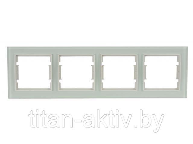 Рамка 4-ая горизонтальная белое стекло ELITRA, MUTLUSAN