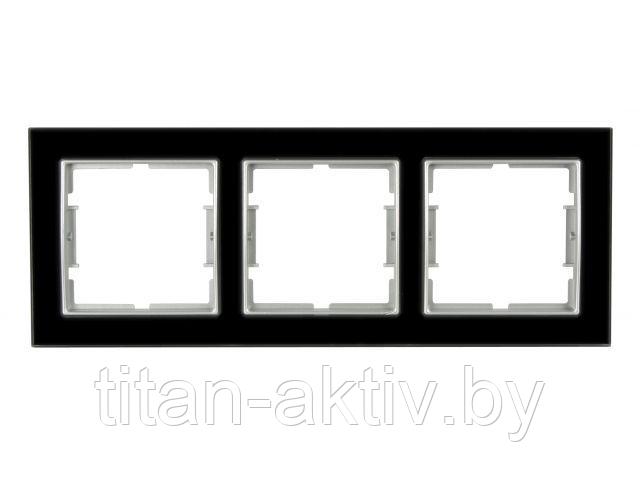 Рамка 3-ая горизонтальная черное стекло ELITRA, MUTLUSAN
