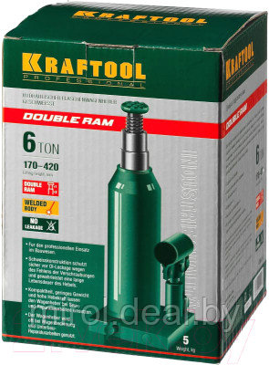 Бутылочный домкрат Kraftool Double Ram / 43463-6 - фото 8 - id-p227216065