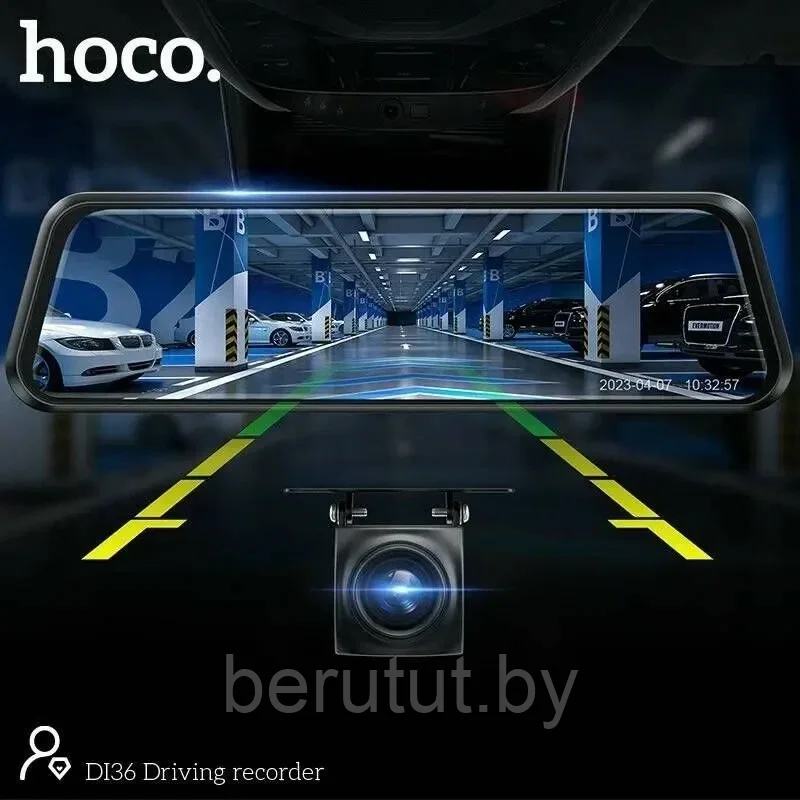 Видеорегистратор зеркало автомобильный 2 камеры HOCO DI36 - фото 7 - id-p227219294