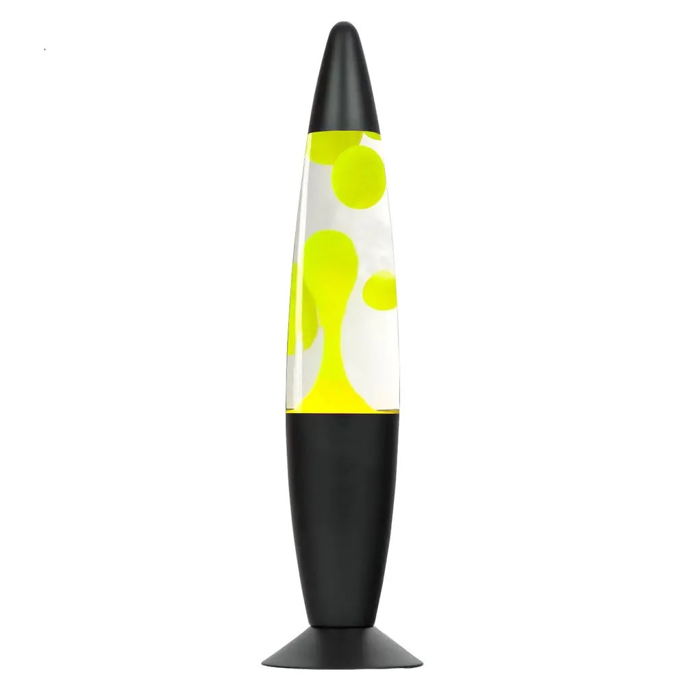 Лава лампа с воском в черном корпусе 35 см Желтая - фото 4 - id-p227222256