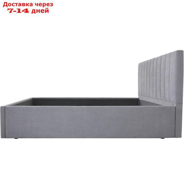 Кровать мягкая с подъёмным механизмом "Регги", 1600×2000 мм, велюр, цвет серый - фото 3 - id-p226871014