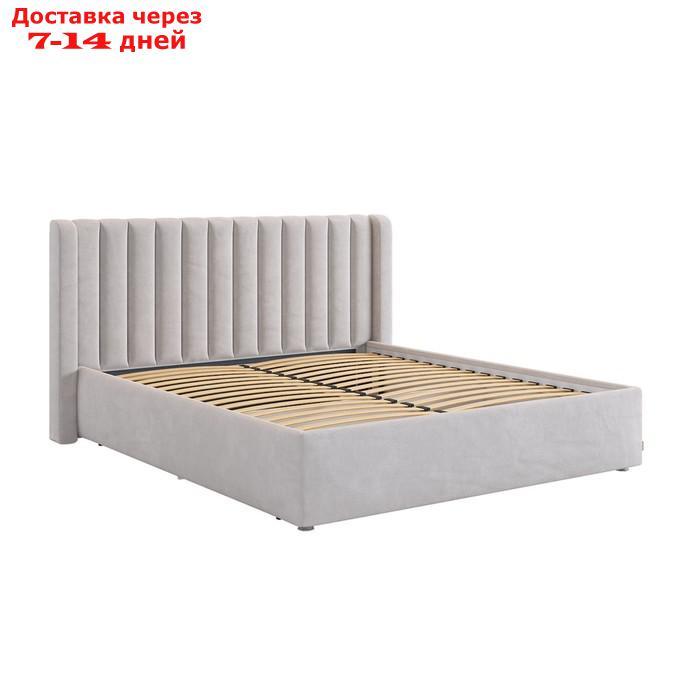 Кровать с основанием Ева 160х200 см, галька (велюр) - фото 2 - id-p226871017