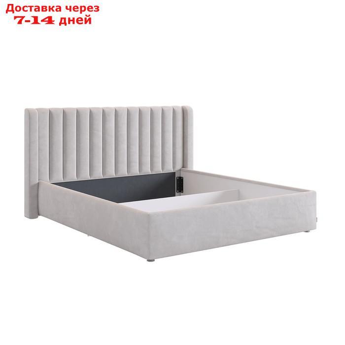 Кровать с основанием Ева 160х200 см, галька (велюр) - фото 3 - id-p226871017