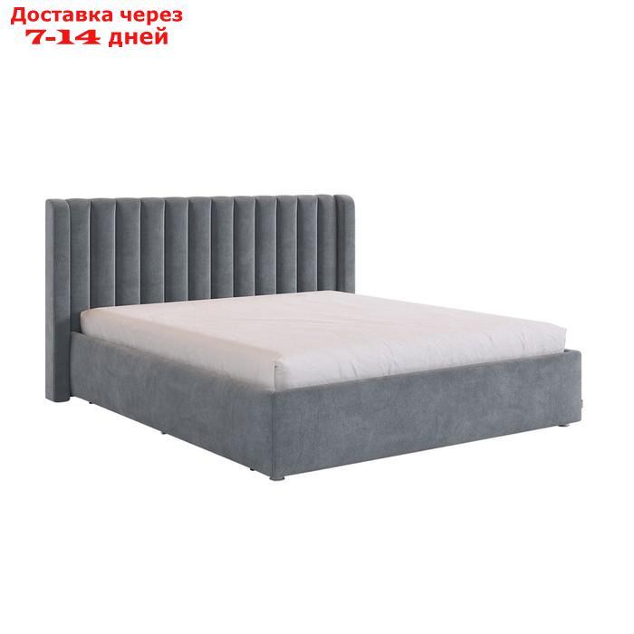 Кровать с основанием Ева 160х200 см, графит (велюр) - фото 1 - id-p226871018