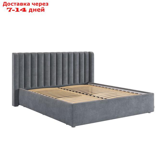 Кровать с основанием Ева 160х200 см, графит (велюр) - фото 2 - id-p226871018