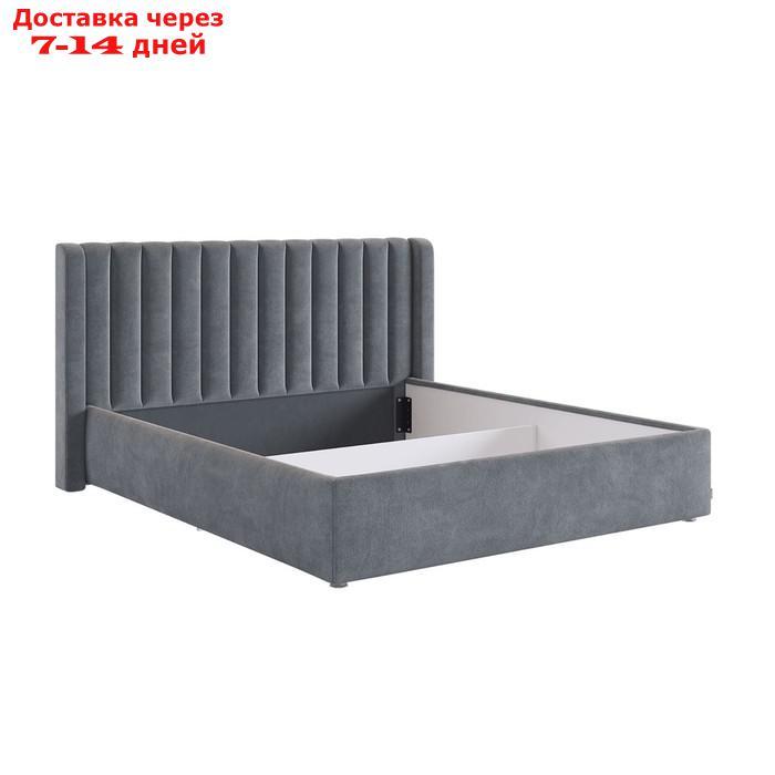 Кровать с основанием Ева 160х200 см, графит (велюр) - фото 3 - id-p226871018