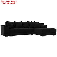 Угловой диван "НордСтар", правый угол, механизм еврокнижка, ППУ, микровельвет, чёрный