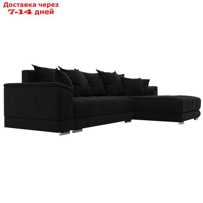 Угловой диван "НордСтар", правый угол, механизм еврокнижка, ППУ, микровельвет, чёрный - фото 5 - id-p226871047