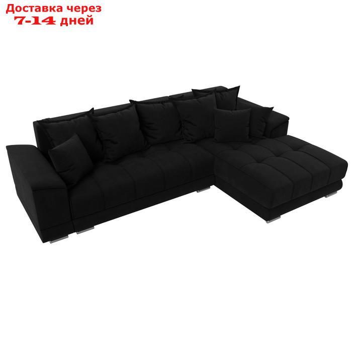 Угловой диван "НордСтар", правый угол, механизм еврокнижка, ППУ, микровельвет, чёрный - фото 7 - id-p226871047
