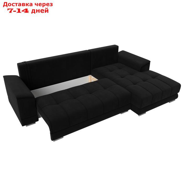 Угловой диван "НордСтар", правый угол, механизм еврокнижка, ППУ, микровельвет, чёрный - фото 8 - id-p226871047