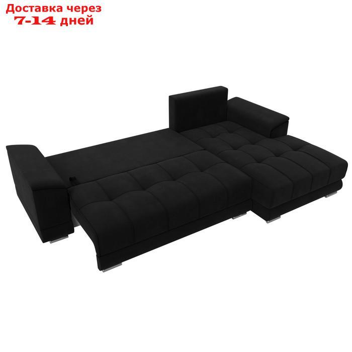 Угловой диван "НордСтар", правый угол, механизм еврокнижка, ППУ, микровельвет, чёрный - фото 9 - id-p226871047
