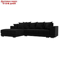 Угловой диван "НордСтар", левый угол, механизм еврокнижка, ППУ, микровельвет, цвет чёрный