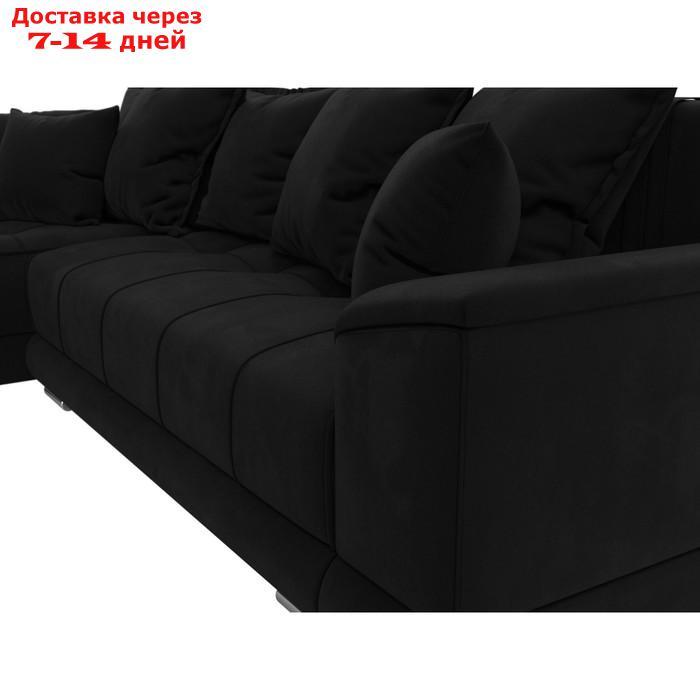 Угловой диван "НордСтар", левый угол, механизм еврокнижка, ППУ, микровельвет, цвет чёрный - фото 4 - id-p226871048