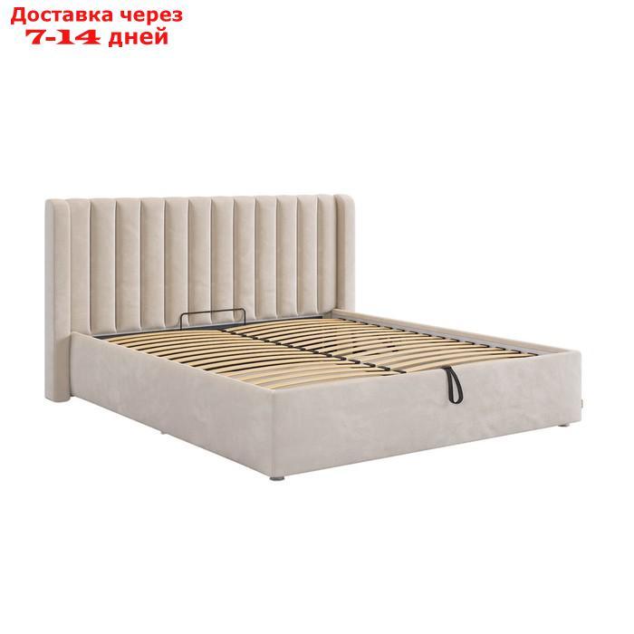 Кровать с подъемным механизмом Ева 160х200 см, крем (велюр) - фото 2 - id-p226871050