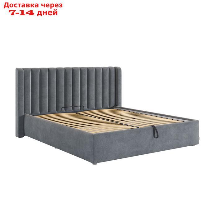 Кровать с подъемным механизмом Ева 160х200 см, графит (велюр) - фото 2 - id-p226871052