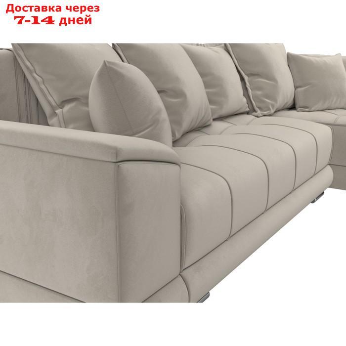 Угловой диван "НордСтар", правый угол, механизм еврокнижка, ППУ, микровельвет, бежевый - фото 4 - id-p226871138