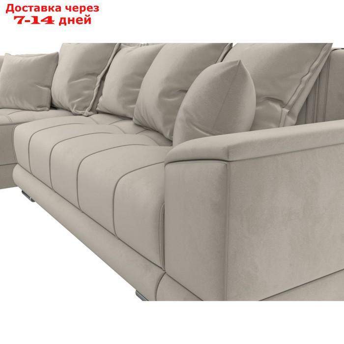 Угловой диван "НордСтар", левый угол, механизм еврокнижка, ППУ, микровельвет, бежевый - фото 4 - id-p226871139