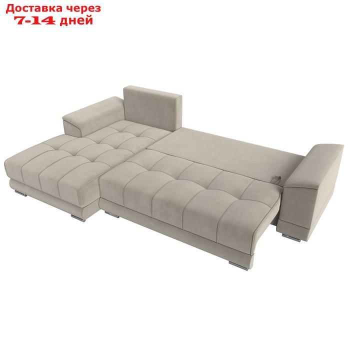 Угловой диван "НордСтар", левый угол, механизм еврокнижка, ППУ, микровельвет, бежевый - фото 9 - id-p226871139