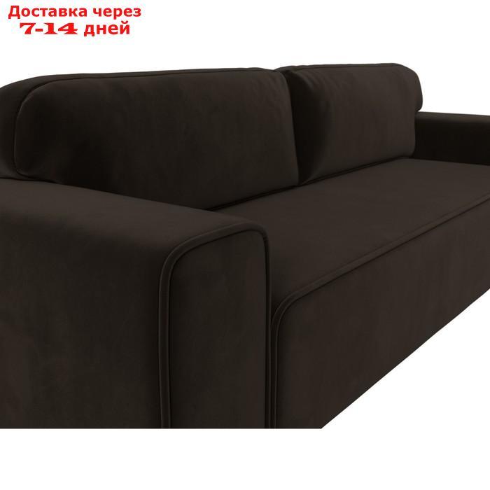 Прямой диван "Лига 029", механизм пантограф, НПБ, микровельвет, цвет коричневый - фото 4 - id-p226871140
