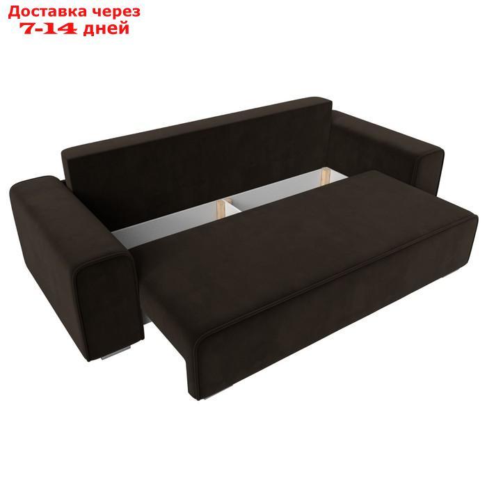 Прямой диван "Лига 029", механизм пантограф, НПБ, микровельвет, цвет коричневый - фото 7 - id-p226871140