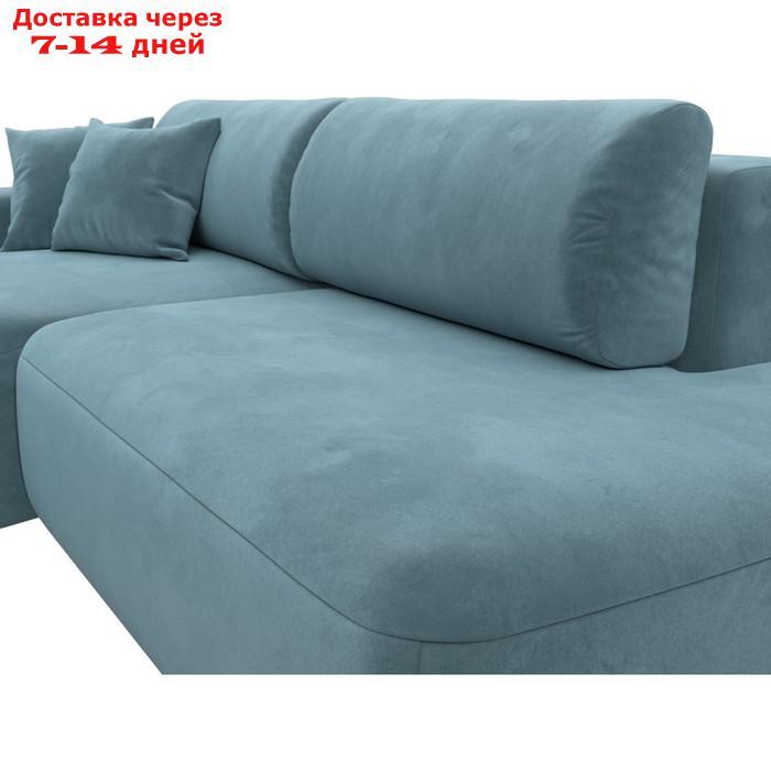Угловой диван "Лига 036 Модерн", левый угол, механизм еврокнижка, НПБ, велюр, бирюзовый - фото 4 - id-p226871142