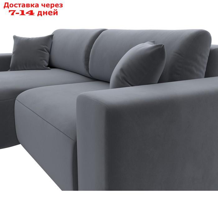 Угловой диван "Лига 036 Классик", левый угол, механизм еврокнижка, НПБ, велюр, серый - фото 4 - id-p226871143