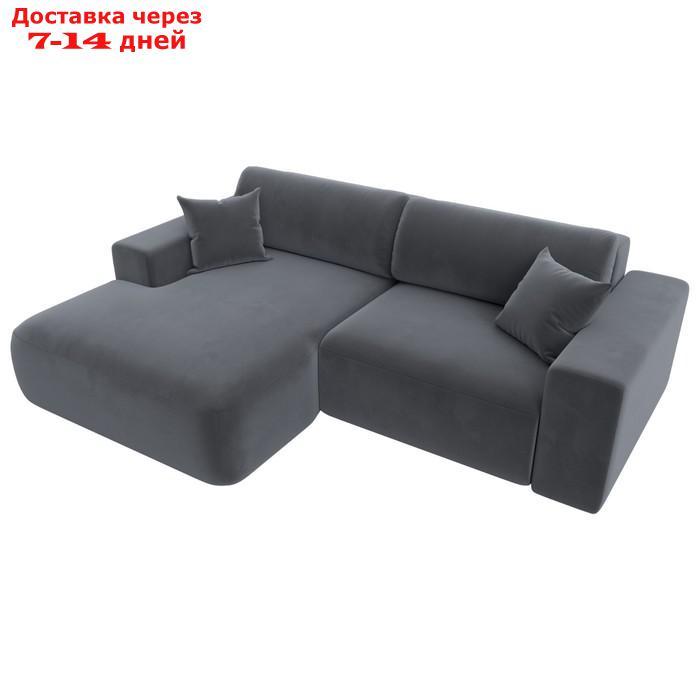 Угловой диван "Лига 036 Классик", левый угол, механизм еврокнижка, НПБ, велюр, серый - фото 5 - id-p226871143