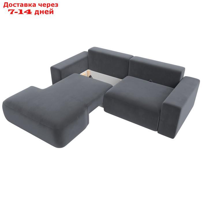 Угловой диван "Лига 036 Классик", левый угол, механизм еврокнижка, НПБ, велюр, серый - фото 7 - id-p226871143