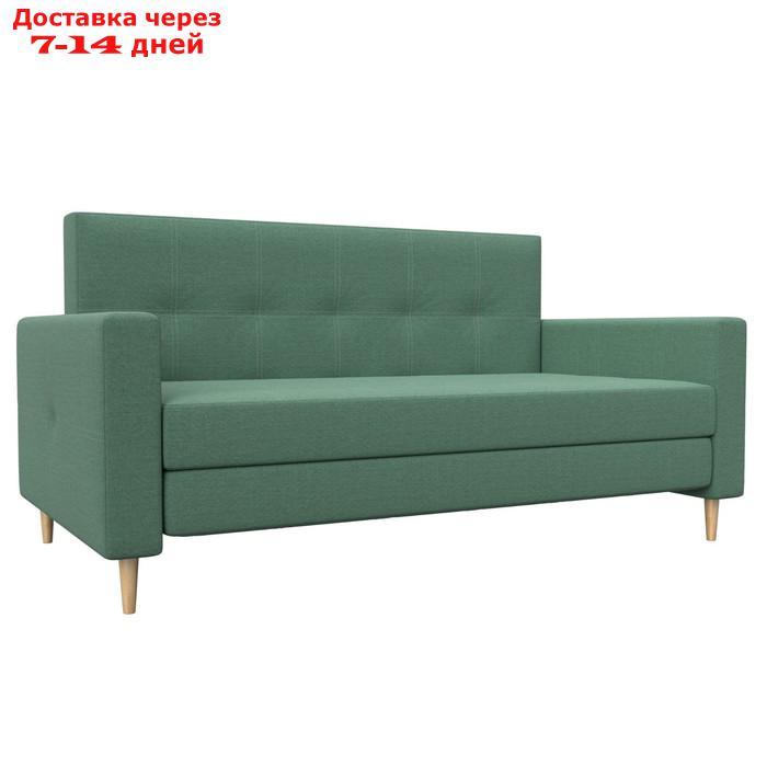 Прямой диван "Лига 038", механизм раскладушка, ППУ, рогожка, цвет амур зелёный - фото 1 - id-p226871146