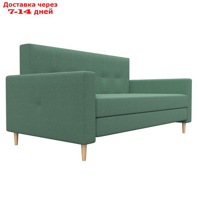 Прямой диван "Лига 038", механизм раскладушка, ППУ, рогожка, цвет амур зелёный - фото 3 - id-p226871146