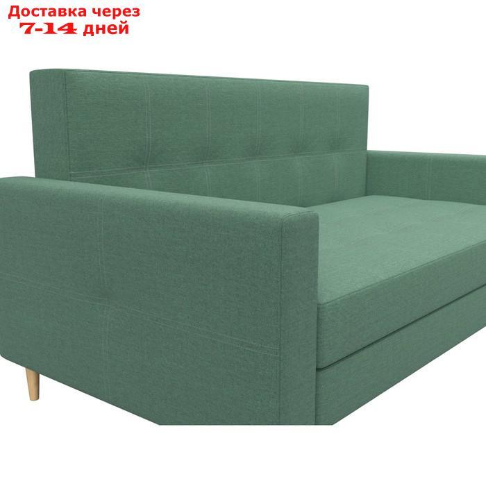 Прямой диван "Лига 038", механизм раскладушка, ППУ, рогожка, цвет амур зелёный - фото 4 - id-p226871146
