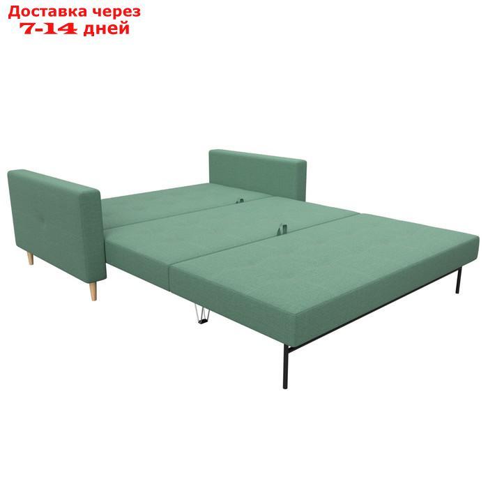 Прямой диван "Лига 038", механизм раскладушка, ППУ, рогожка, цвет амур зелёный - фото 7 - id-p226871146