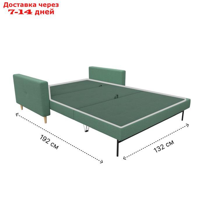 Прямой диван "Лига 038", механизм раскладушка, ППУ, рогожка, цвет амур зелёный - фото 9 - id-p226871146