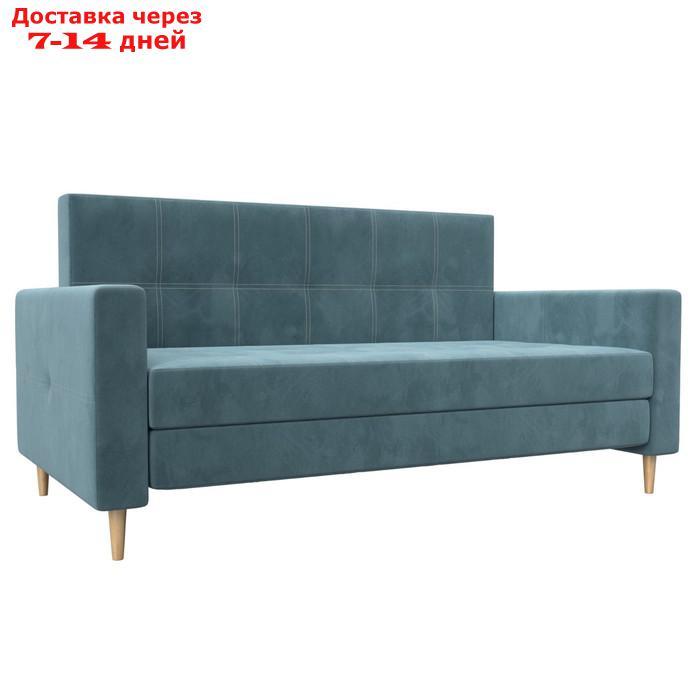 Прямой диван "Лига 038", механизм раскладушка, ППУ, велюр, цвет бирюзовый - фото 1 - id-p226871147