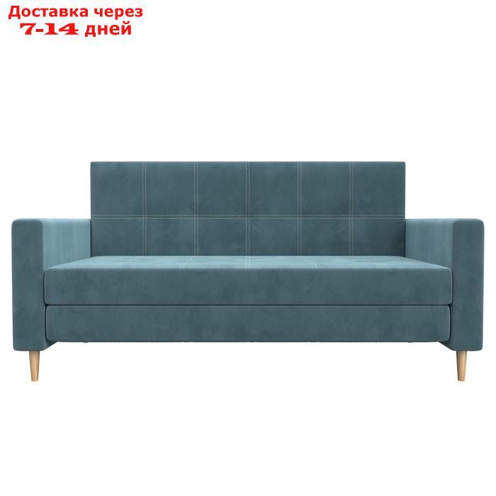 Прямой диван "Лига 038", механизм раскладушка, ППУ, велюр, цвет бирюзовый - фото 2 - id-p226871147