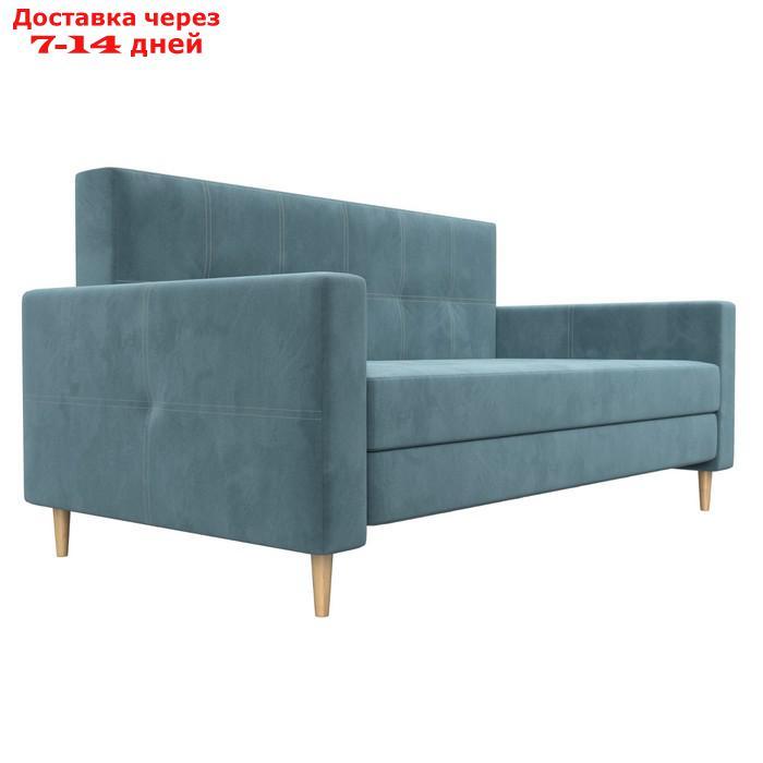 Прямой диван "Лига 038", механизм раскладушка, ППУ, велюр, цвет бирюзовый - фото 3 - id-p226871147