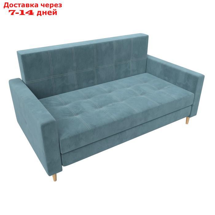 Прямой диван "Лига 038", механизм раскладушка, ППУ, велюр, цвет бирюзовый - фото 5 - id-p226871147