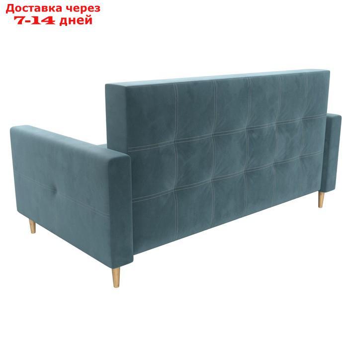 Прямой диван "Лига 038", механизм раскладушка, ППУ, велюр, цвет бирюзовый - фото 6 - id-p226871147