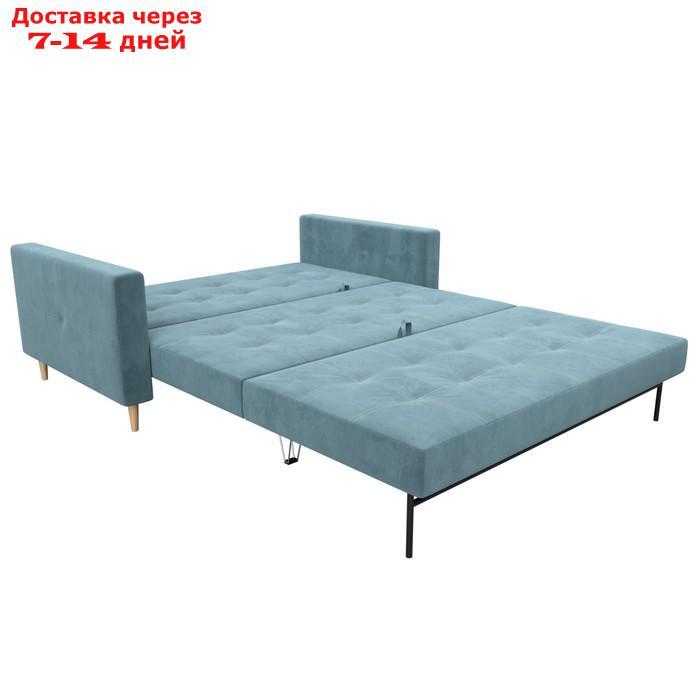 Прямой диван "Лига 038", механизм раскладушка, ППУ, велюр, цвет бирюзовый - фото 7 - id-p226871147
