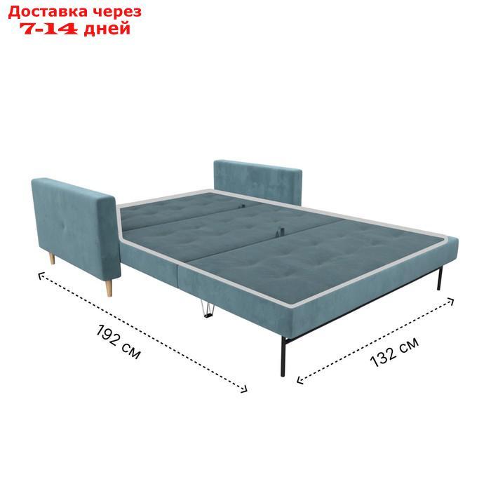 Прямой диван "Лига 038", механизм раскладушка, ППУ, велюр, цвет бирюзовый - фото 9 - id-p226871147