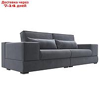 Прямой диван "Лига 037", механизм пантограф, НПБ, велюр, цвет серый