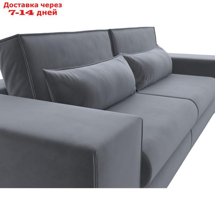 Прямой диван "Лига 037", механизм пантограф, НПБ, велюр, цвет серый - фото 5 - id-p226871148