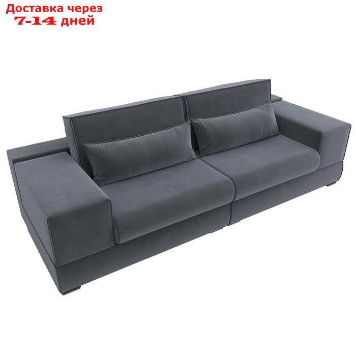 Прямой диван "Лига 037", механизм пантограф, НПБ, велюр, цвет серый - фото 6 - id-p226871148