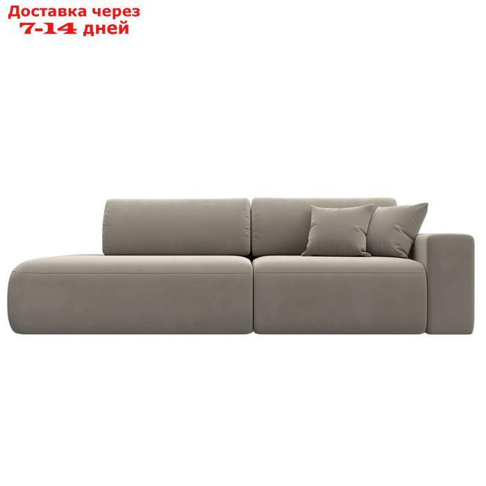 Прямой диван "Лига 036 Модерн", подлокотник справа, еврокнижка, микровельвет, бежевый - фото 2 - id-p226871149
