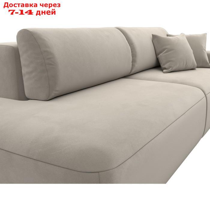 Прямой диван "Лига 036 Модерн", подлокотник справа, еврокнижка, микровельвет, бежевый - фото 3 - id-p226871149